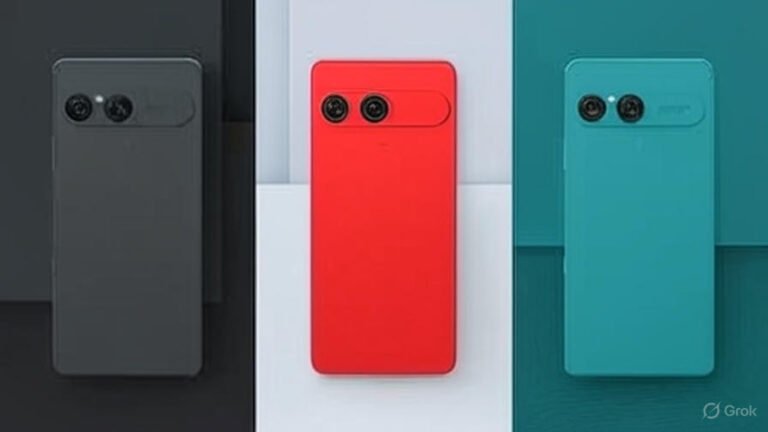 Sony Xperia 10 VII smartphone in Red, Turquoise, and Charcoal Black colors